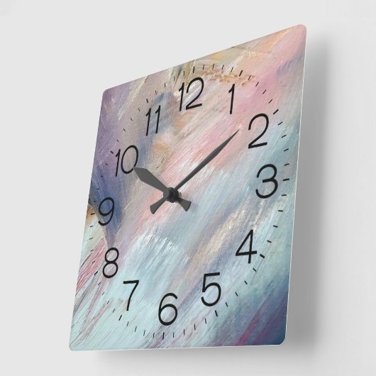 抽象芸術絵を描パターン角壁時計 スクエア壁時計 (傾斜)
