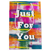 抽象芸術絵を描パターン誕生日 ミディアムペーパーバッグ (正面)