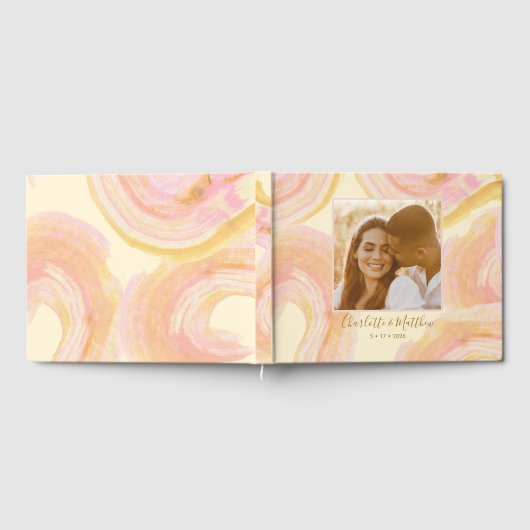 抽象芸術絵を描ピーチカスタムウールフォト結婚ズ ゲストブック (全面)