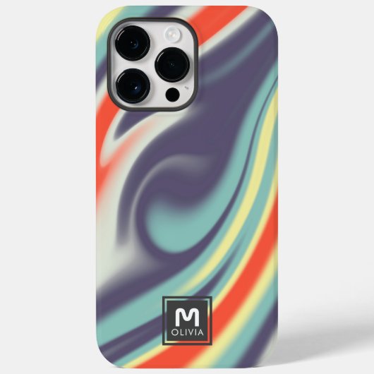 抽象芸術絵を描フローパステルカラーカスタムズモノグラム Case-Mate iPhoneケース (裏面)