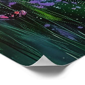 抽象芸術絵を描フローラと色鮮やか付き ポスター (角)