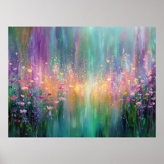 抽象芸術絵を描フローラと色鮮やか付き ポスター (正面)
