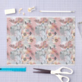 抽象芸術絵を描フローラピンクとグレーパターン 薄葉紙 (クラフト)