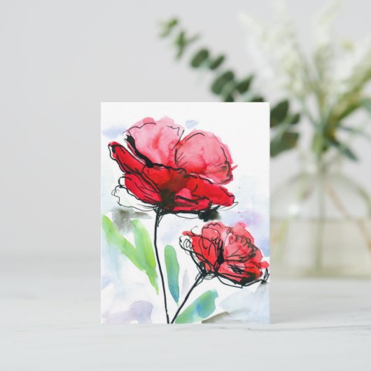 抽象芸術絵を描フローラ背景 ポストカード (スタンド正面)