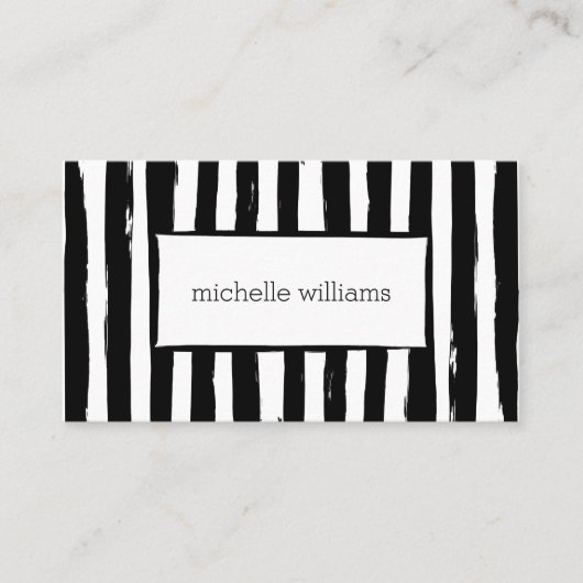 抽象芸術絵を描ブラックストライプ名刺 名刺 (正面)