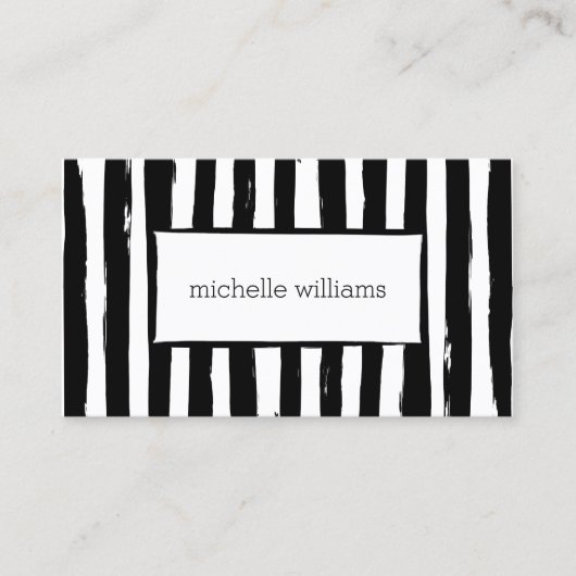抽象芸術絵を描ブラックストライプ名刺 名刺 (正面)