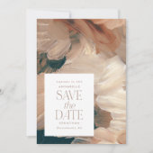 抽象芸術絵を描モダンティール（緑がかった色）クリームterracotta chic 招待状 (正面)