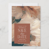 抽象芸術絵を描モダンティール（緑がかった色）クリームterracotta chic 招待状 (正面)