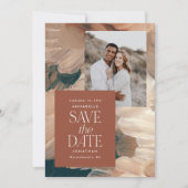 抽象芸術絵を描モダンティール（緑がかった色）テラコッタチック写真 招待状 (正面)