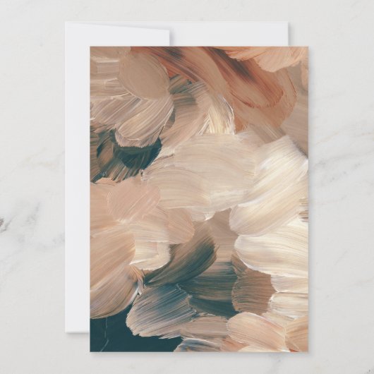 抽象芸術絵を描モダンティール（緑がかった色）テラコッタチック写真 招待状 (裏面)