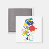 抽象芸術絵を描モダン(ばちゃばちゃ)跳ねるアカッコいいート.ai マグネット (正面/裏面)