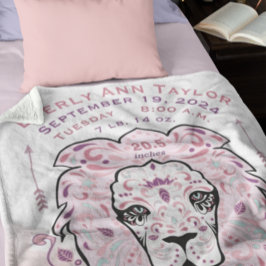 抽象芸術絵を描ライオンベビー女子誕生統計 フリースブランケット