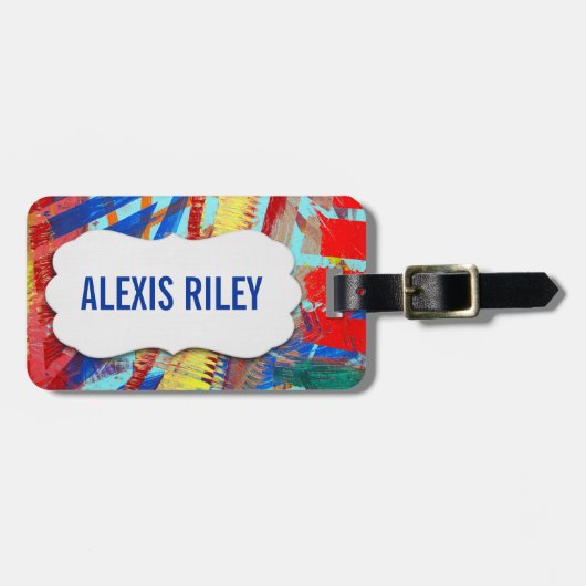 抽象芸術絵を描ラベル付デザイン ラゲッジタグ (正面横)