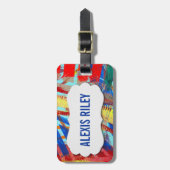 抽象芸術絵を描ラベル付デザイン ラゲッジタグ (正面縦)