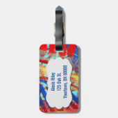 抽象芸術絵を描ラベル付デザイン ラゲッジタグ (裏面縦)