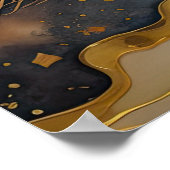 抽象芸術絵を描ランドスケープ金ゴールドさびブルーツリー ポスター (角)