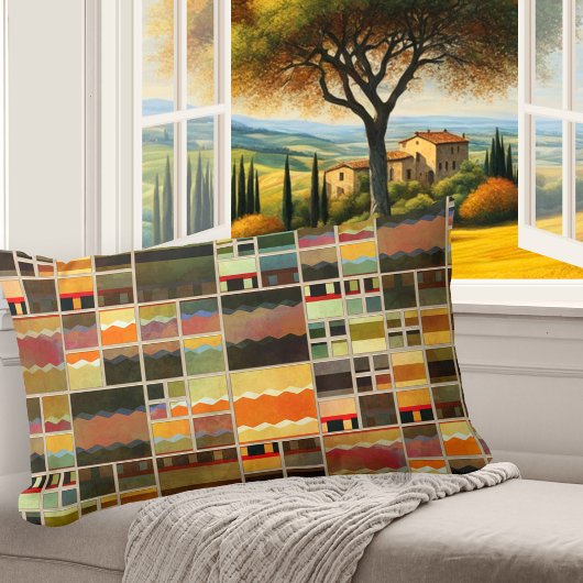 抽象芸術絵を描リード型ガラスカラフル枕 ランバークッション