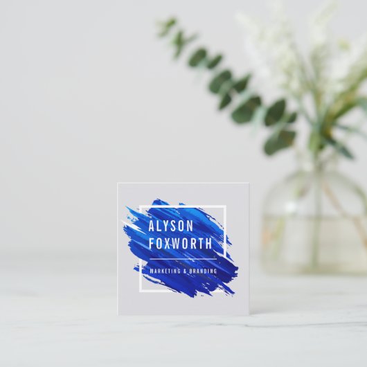 抽象芸術絵を描ロゴ スクエア名刺 (スタンド正面)