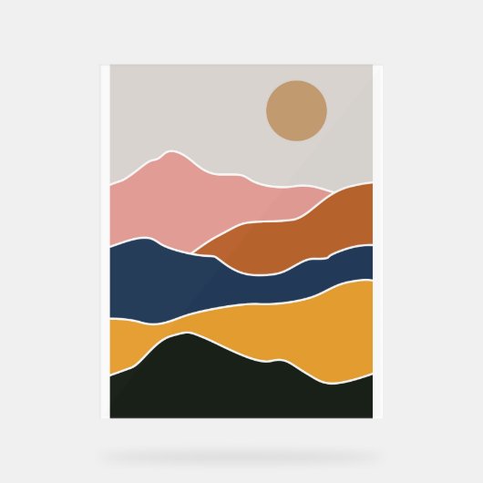 抽象芸術絵を描山 アクリルサイン (正面)