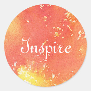 抽象芸術絵を描手水色の背景。 ラウンドシール