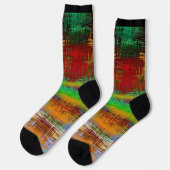 抽象芸術絵を描数々の色のストライプ ソックス (左)