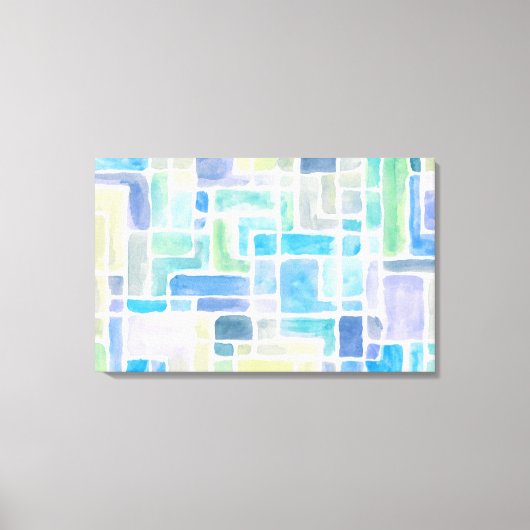抽象芸術絵を描水色の背景。 キャンバスプリント (正面)