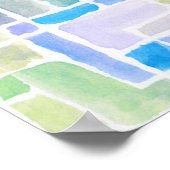 抽象芸術絵を描水色の背景。 ポスター (角)