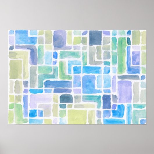 抽象芸術絵を描水色の背景。 ポスター (正面)
