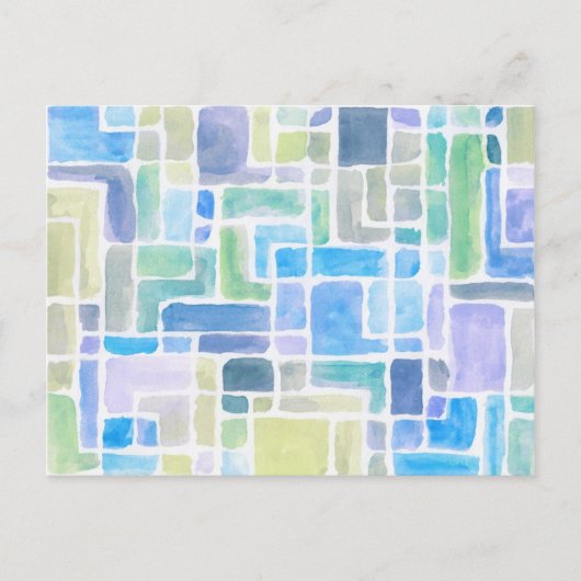 抽象芸術絵を描水色の背景。 ポストカード (正面)