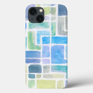 抽象芸術絵を描水色の背景。 iPhone 13ケース