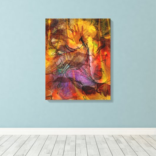 抽象芸術絵を描洞窟 – Rectangular Canvas Art キャンバスプリント (インサイチュ (ウッドフロア))