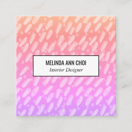 抽象芸術絵を描点パステルサンライズ スクエア名刺 (正面)