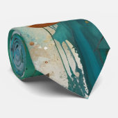 抽象芸術絵を描紅葉ターコイズティール(緑がかった色)錆 ネクタイ (ロール)