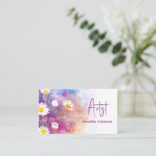 抽象芸術絵を描花水彩画家 名刺 (スタンド正面)