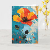 抽象芸術絵を描誕生日 カード (黄色い花)