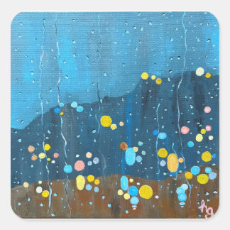 抽象芸術絵を描雨 スクエアシール