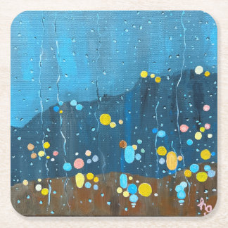 抽象芸術絵を描雨 スクエアペーパーコースター