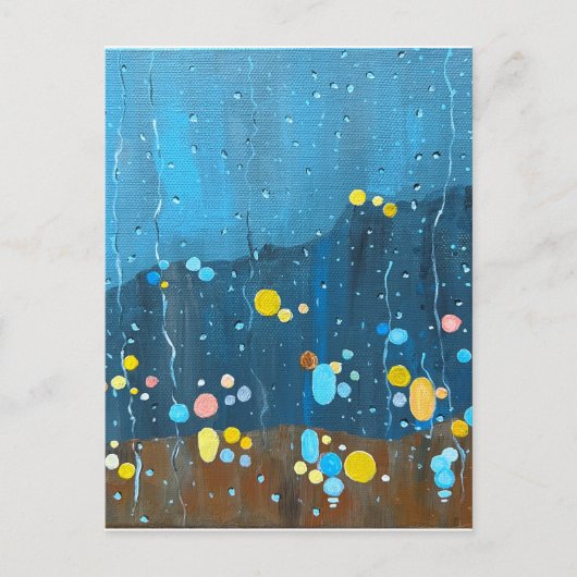 抽象芸術絵を描雨 ポストカード (正面)