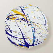 抽象芸術絵を描青 ラウンドクッション (裏面)