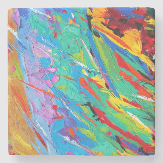 抽象芸術絵を描（ばちゃばちゃ）跳ねるストーンコースター ストーンコースター (正面)