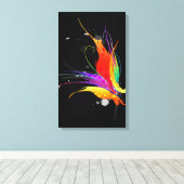 抽象芸術絵を描(ばちゃばちゃ)跳ねるバードオブパラダイスオンブラック キャンバスプリント (インサイチュ (ウッドフロア))