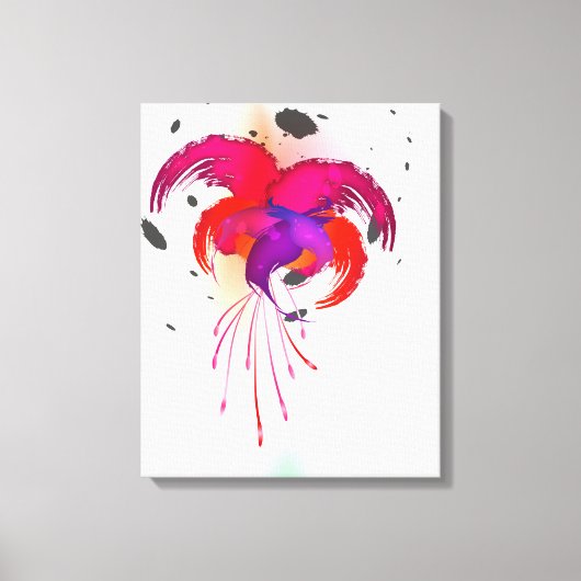 抽象芸術絵を描(ばちゃばちゃ)跳ねる明るい赤紫色 キャンバスプリント (正面)