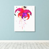 抽象芸術絵を描(ばちゃばちゃ)跳ねる明るい赤紫色 キャンバスプリント (インサイチュ (ウッドフロア))