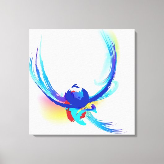 抽象芸術絵を描(ばちゃばちゃ)跳ねる鳥 キャンバスプリント (正面)