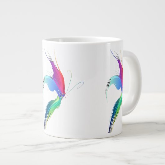 抽象芸術絵を描(ばちゃばちゃ)跳ねる ジャンボコーヒーマグカップ (正面右)