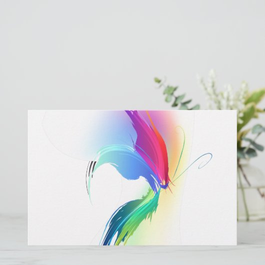 抽象芸術絵を描（ばちゃばちゃ）跳ねる 便箋 (スタンド正面)