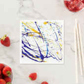 抽象芸術絵を描（ばちゃばちゃ）跳ねる(青と金ゴールド) スタンダードカクテルナプキン (インサイチュ)