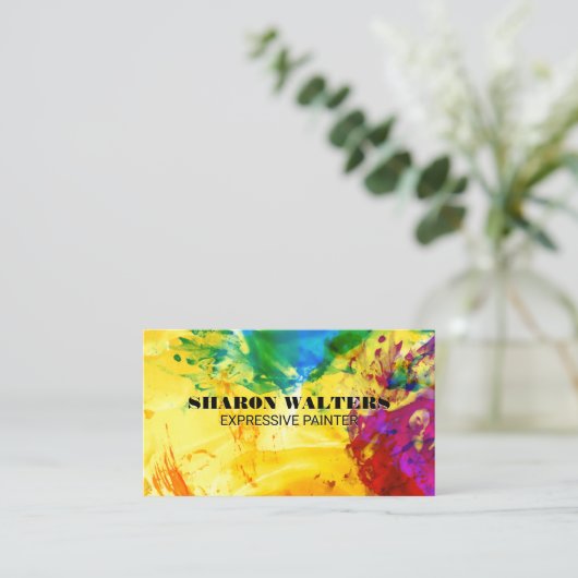 抽象芸術絵を描 | 表現技カラフル術 名刺 (スタンド正面)