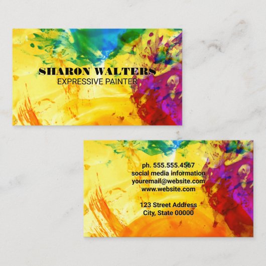 抽象芸術絵を描 | 表現技カラフル術 名刺 (正面/裏面)