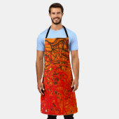 抽象芸術絵画がキャンバス上に表示されます。手作りのアート。コロルフ エプロン (着用した状態)